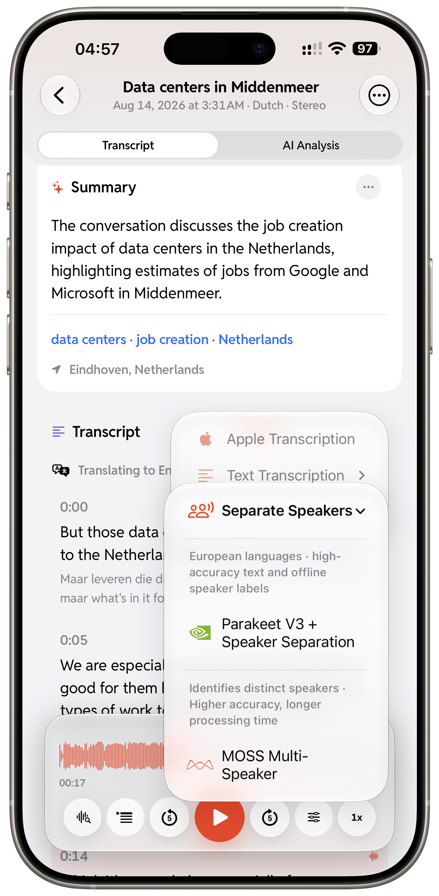 On-device transcription models in Live Transcriber